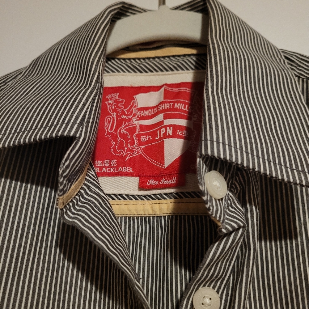 SUPERDRY Superior Quality Cotton Shirt - Navy w/White Stripe